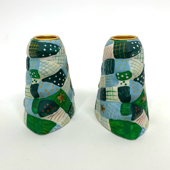 Vintage Scott’s Christmas Tree Hand Painted Ceramic Candle Stick Holderers - Picture 5 of 16